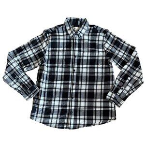 Tilley Shirt Mens Lg Plaid Black & White Long Sleeve Button Up Classic
